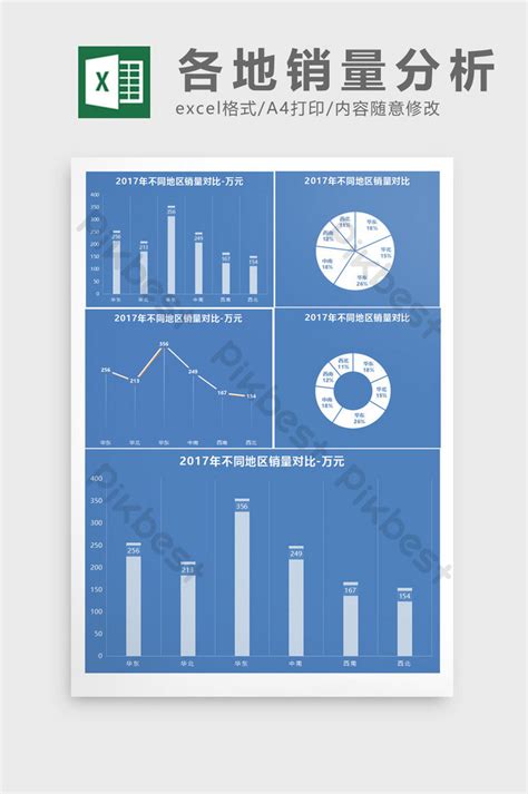 Sales comparison chart in different regions excel form template | Excel XLSX Free Download - Pikbest