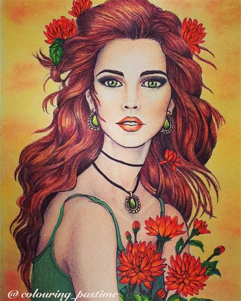 Colouring Pics, Adult Coloring Pages, Woman Painting, Portrait Painting, Redhead Art, Hair ...