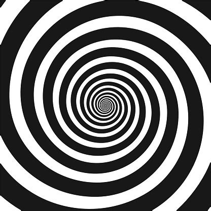 Black And White Hypnotic Spiral Stock Illustration - Download Image Now - iStock