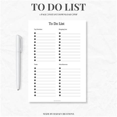 To Do List Printable Simple Task List Minimalist Task List Template Fillable Planner ...