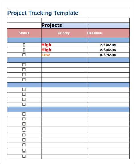 Project Tracker Template Google Sheets