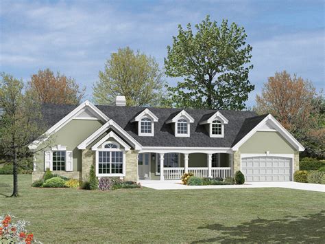 Ranch Style House Plans With Basement And Wrap Around Porch - Bay Ranch Luxury Home Plan 053d ...