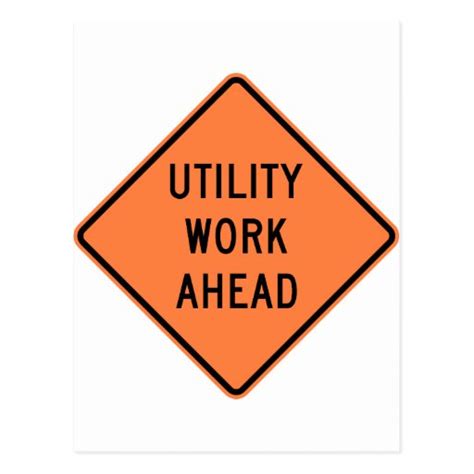 Utility Work Ahead Construction Highway Sign Postcard | Zazzle