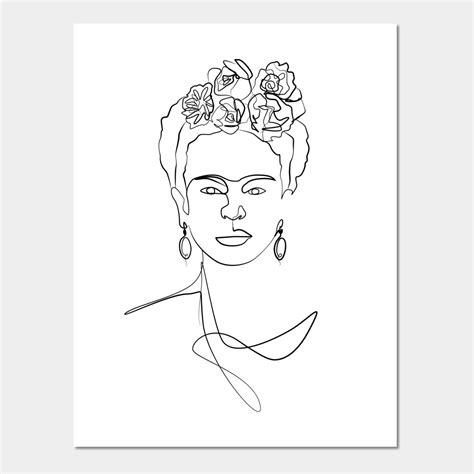 Frida Kahlo Drawing, Frida Kahlo Art, Face Line Drawing, Flower Drawing, Simple Line Drawings ...