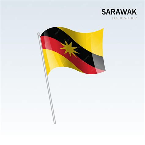 Premium Vector | Waving flag of sarawak state and federal territory of malaysia isolated on gray ...