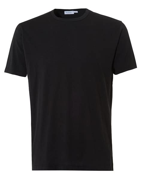 Sunspel Mens Plain Basic T-Shirt, Classic Fit Cotton Black Tee