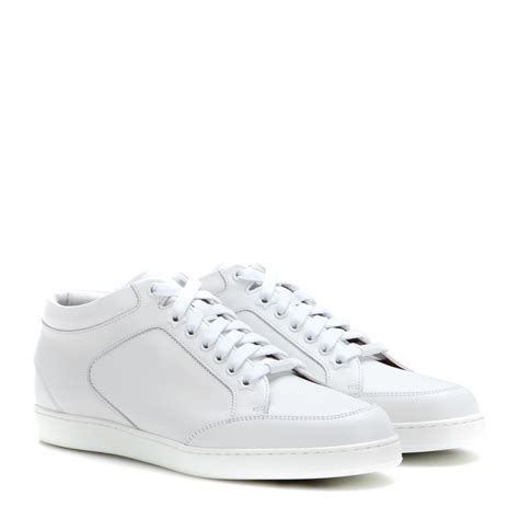 Jimmy choo Miami Leather Sneakers in White | Lyst