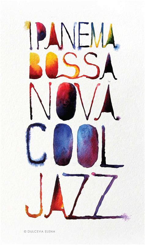 Bossa Nova poster ( typography, watercolor , Triptych) :: Behance