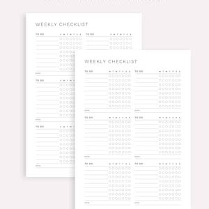 Printable Weekly Checklist Fillable, Weekly Task List, to Do List Template, Planner Inserts, A4 ...