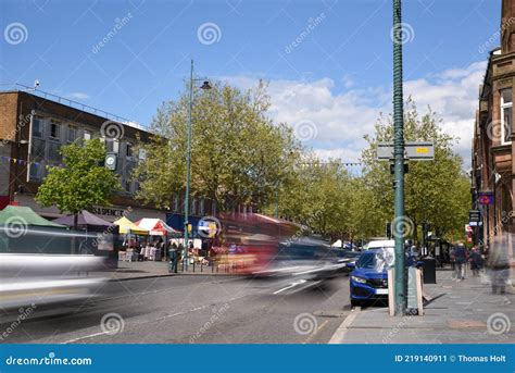 St Albans-UK - 19 May 2021 - People Shopping and Walking on Busy Retail High Street with Market ...