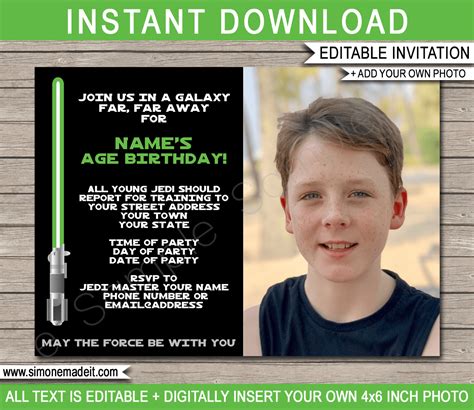 Editable BB8 Star Wars Birthday Invitation Instant Download | Bobotemp - Worksheets Library