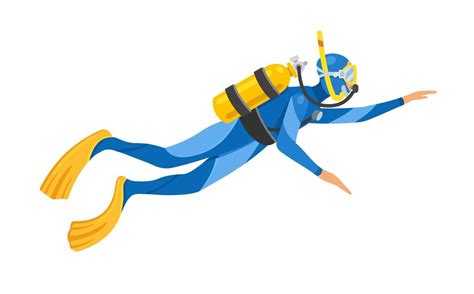 Scuba diver, diver on a white background. Vector illustration in cartoon style 5461272 Vector ...