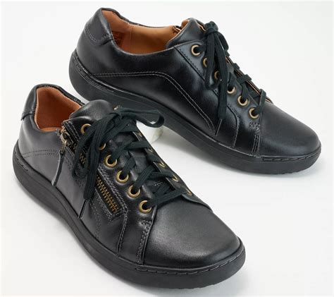 Clarks Leather Casual Sneakers with Zipper - Nalle Lace - QVC.com