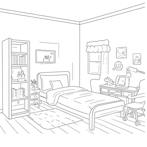 Drawing For Children Bedroom Download Drawing Room For Children Coloring Page Outline Sketch ...