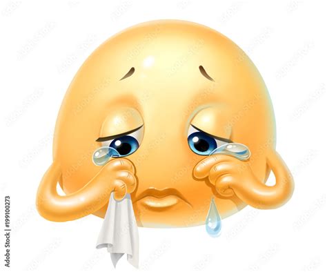 Emoji, sad, crying, isolated on white Stock Illustration | Adobe Stock