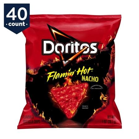 Doritos Flamin' Hot Nacho Tortilla Chips Snack Pack, 1 oz Bags, 40 Count - Walmart.com