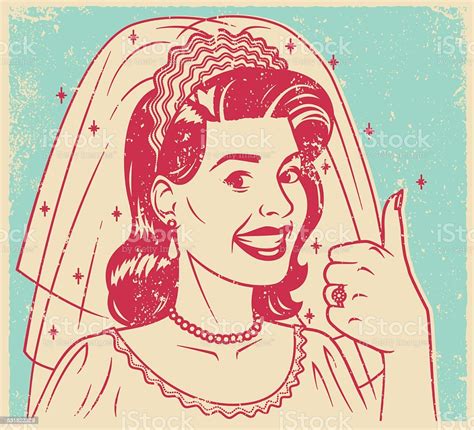 Retro Screen Print Of A Smiling Bride Stock Illustration - Download Image Now - 2015, Adult ...