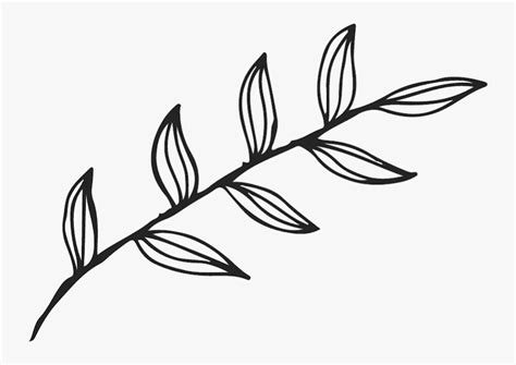 Elegant Leaf Outline Rubber Stamp - Leaf Black And White Transparent Background , Free ...