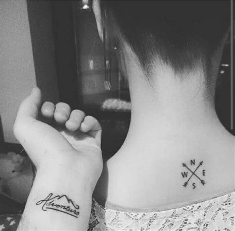 "Adventure" tattoo on the wrist, and minimalistic