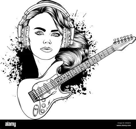 vector illustration of electric guitar line art Stock Vector Image & Art - Alamy