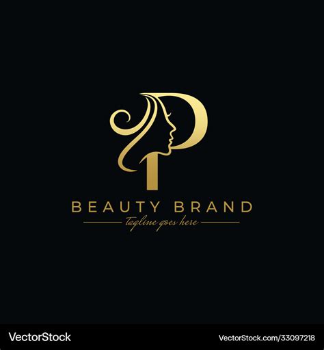 Letter p beauty face hair salon logo design Vector Image