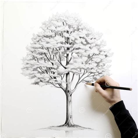 Delicate Shading: a Realistic Tree Drawing by Yukimasa Ida Stock Illustration - Illustration of ...