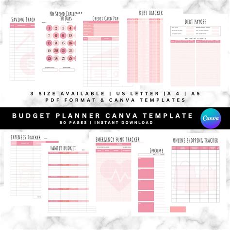 Editable Budget Planner Canva Templates Printable Budget by Paycheck Personal Budget Budget ...