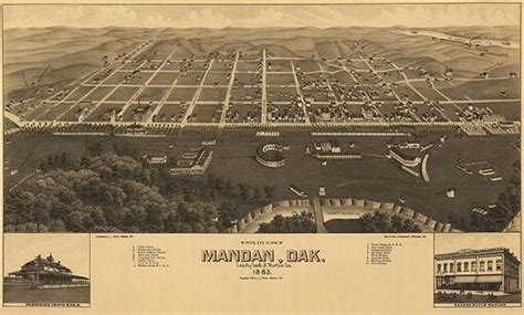 Mandan north dakota 1883 aerial bird s eye view map poster – Artofit