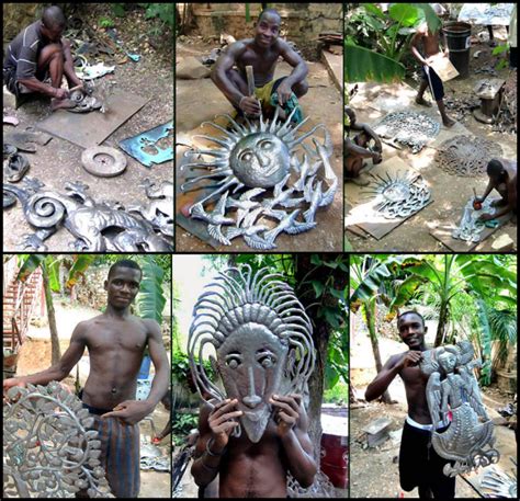 Photos of the process of making Haitian Steel Drum Metal Art 2