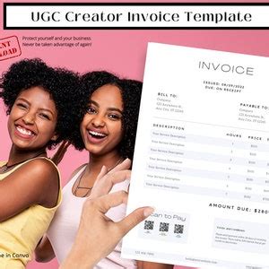 Invoice for Influencer, Invoice Template, UGC Creator, UGC, Invoice for Small Business, Invoice ...