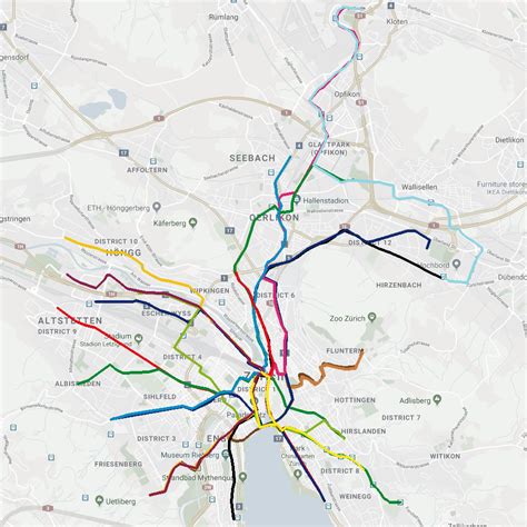 Tram systems in Zürich, Switzerland