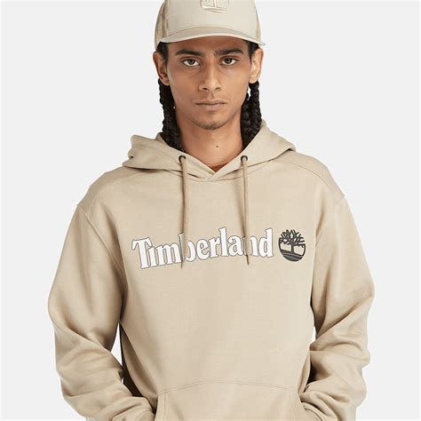 Linear Logo Hoodie for Men in Beige