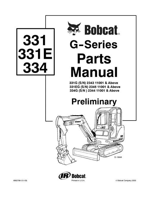 Bobcat 334G Excavator Parts Catalogue Manual SN 234411001 and Above by 1638814 - Issuu