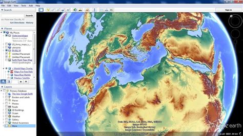 Google Earth Map Overlays road maps, terrain relief and contour maps - YouTube