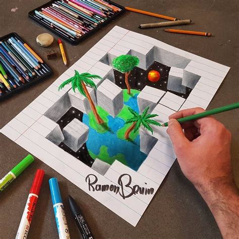 3d Art Drawing Pencil Optical Illusions - Roy Hannifan