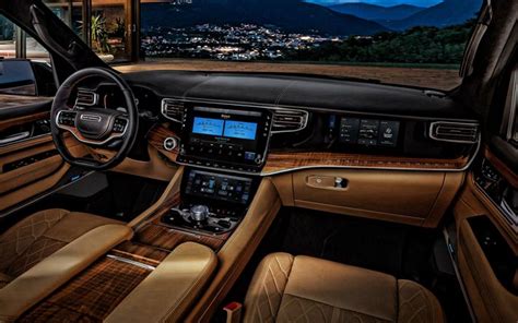 Download wallpapers 2022, Jeep Wagoneer, interior, inside view, dashboard, new Wagoneer interior ...