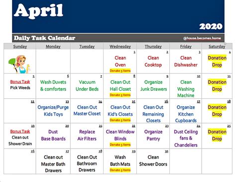 Daily Task Calendar Printable - 2024 CALENDAR PRINTABLE