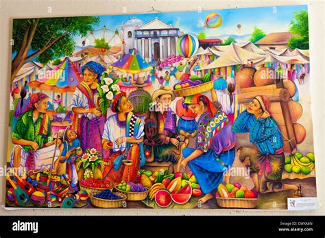 Guatemala, Santiago Atitlan. Traditional mayan painting art Santiago Atitlan, lake atitlan ...