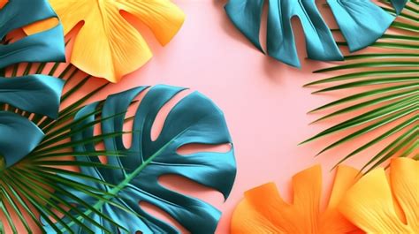 Premium AI Image | colorful tropical leaves