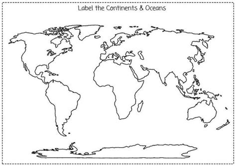 Blank Map Of The World Continents And Oceans - Angela Maureene