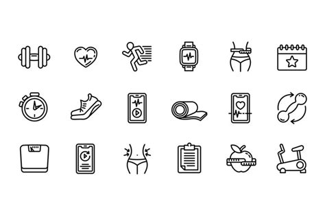 Apps for fitness icons set, outline style (1785287)