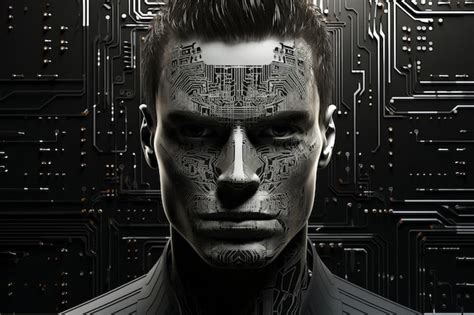 Premium AI Image | a man with an electronic circuit board on his face