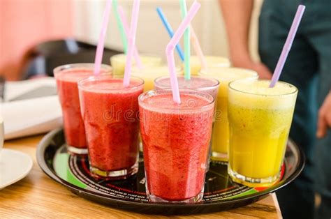 Cold Drinks- Vegan Smoothies Stock Photo - Image of pineapple, straws: 50589576