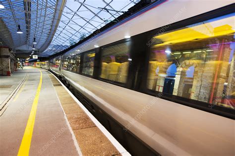 Train at Crewe Station, Cheshire, UK - Stock Image - C046/0425 - Science Photo Library