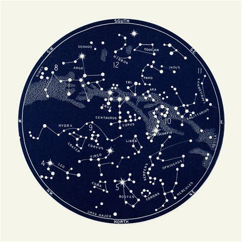 Constellation Map Blue Star Chart Blue Circular Art Galaxy - Etsy Singapore