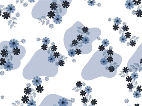 Floral Seamless Pattern Background In Blue And White Color. 23441083 Vector Art at Vecteezy