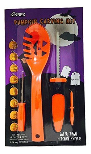 KINREX Pumpkin Carving Kit – Halloween Carve Tools Set For Kids & Adults , 8 Paper Stencils ...