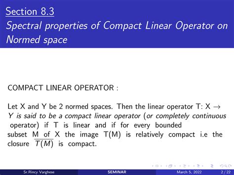 SOLUTION: Spectral properties of compact linear operator - Studypool