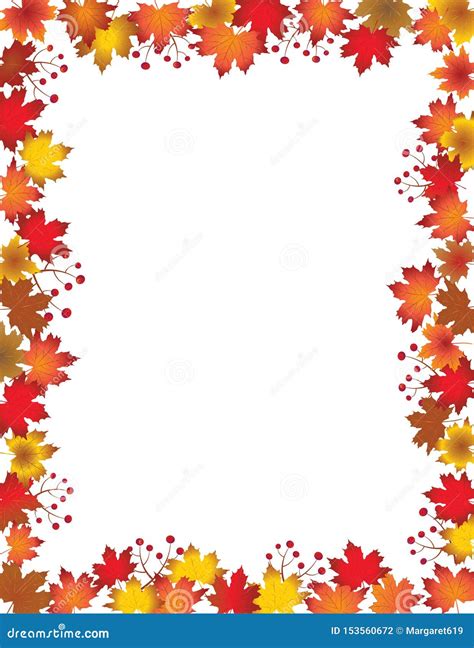 Autumn Leaves Border Isolated on White Background. Stock Vector - Illustration of nature, eps10 ...