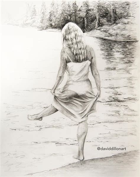 Lake Drawing Pencil